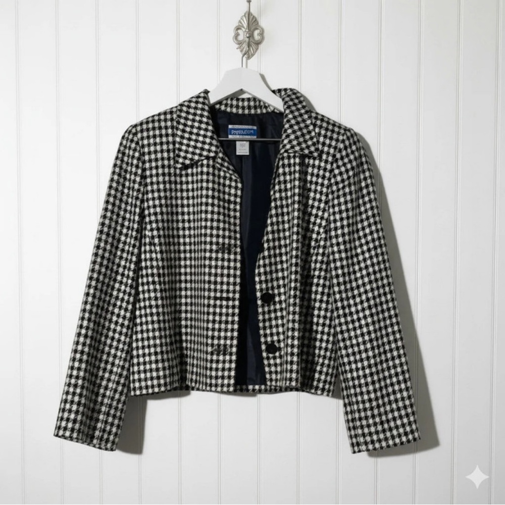 Pendleton Black and White Checkered Blazer